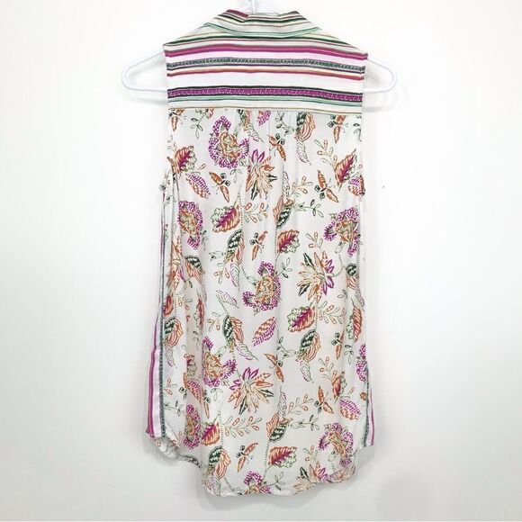 Anthropologie Akemi + Kin Ira Sleeveless Contrast Print Button Up Blouse - Picture 7 of 15